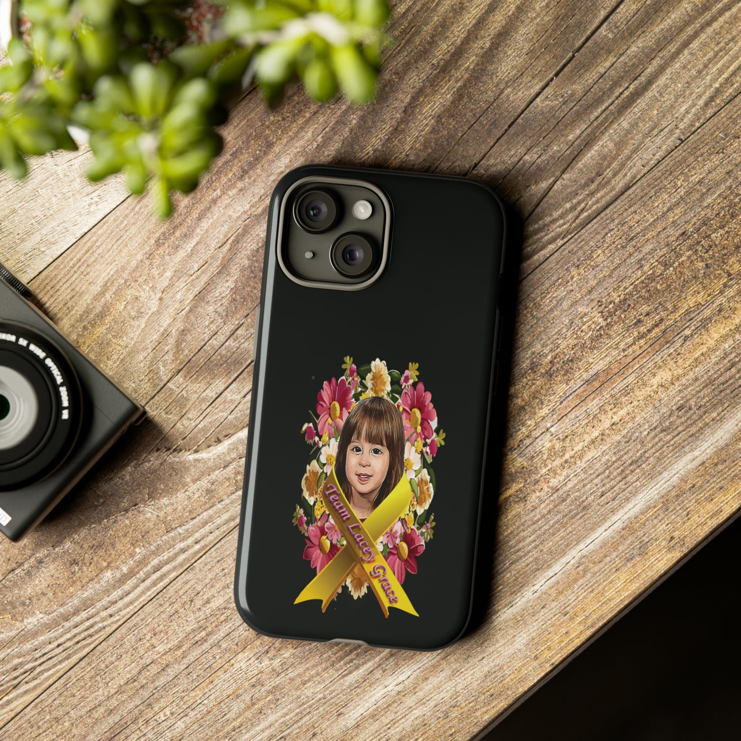 Tough Phone Cases - Lacey w/ Flowers (Black)