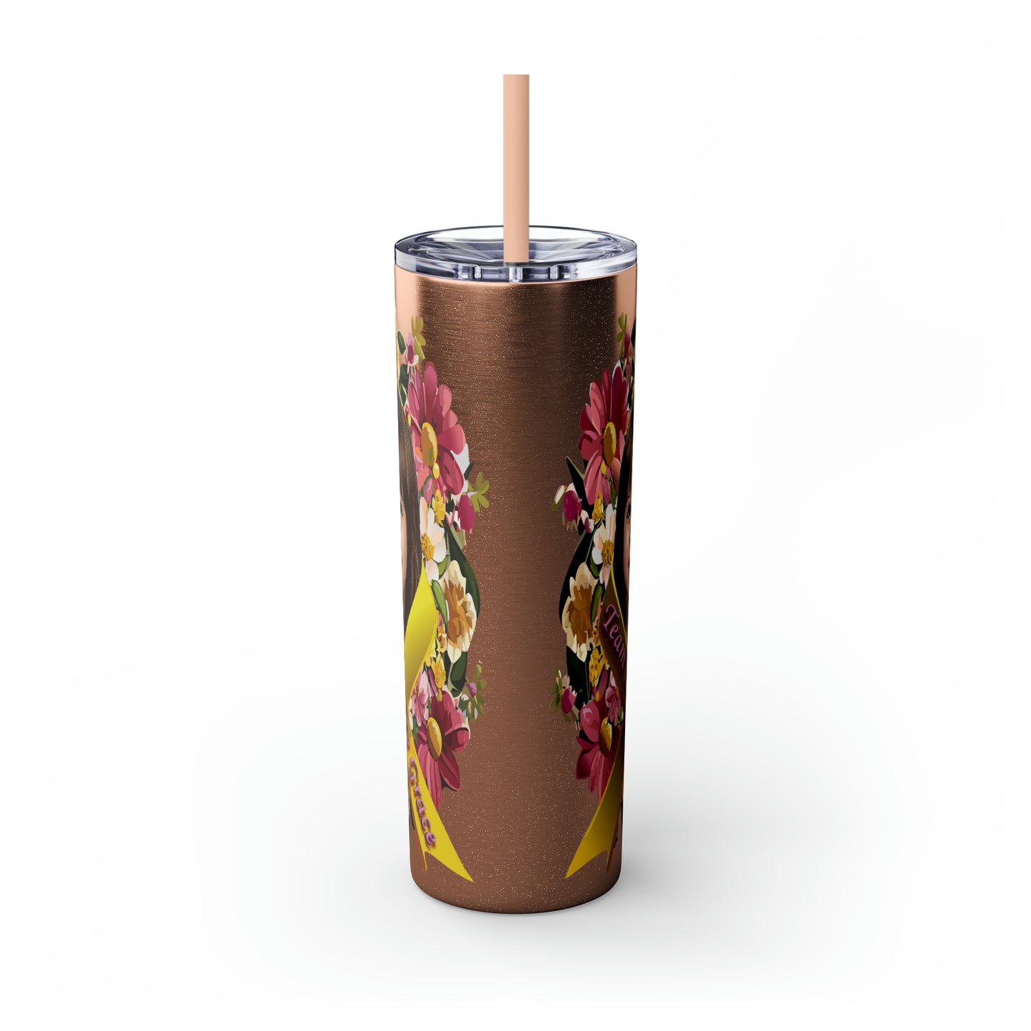 20oz Skinny Tumbler with Straw - Lacey w/ Flowers