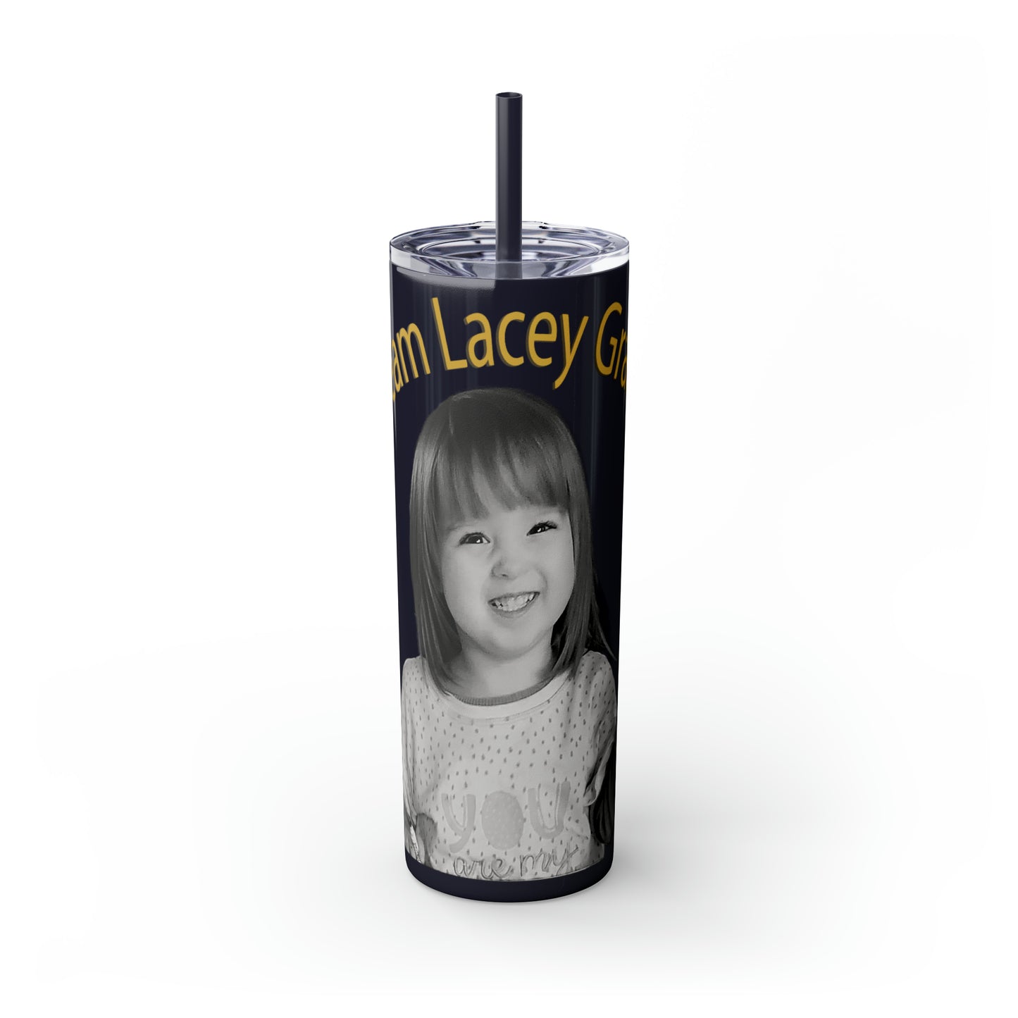 20oz Skinny Tumbler with Straw - B&W Lacey