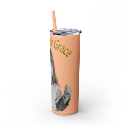 20oz Skinny Tumbler with Straw - B&W Lacey