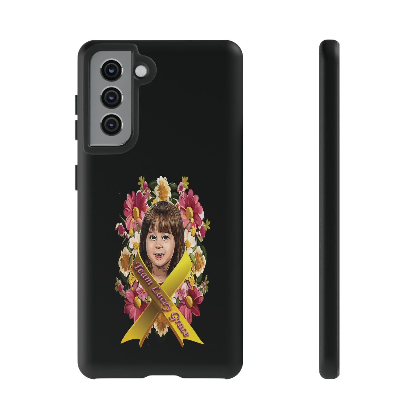 Tough Phone Cases - Lacey w/ Flowers (Black)