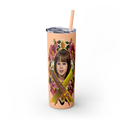 20oz Skinny Tumbler with Straw - Lacey w/ Flowers