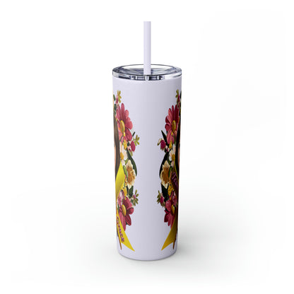 20oz Skinny Tumbler with Straw - Lacey w/ Flowers