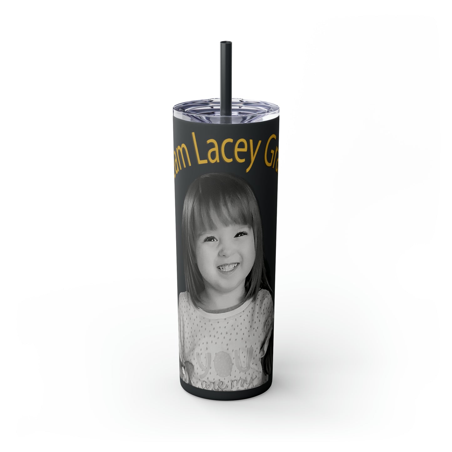 20oz Skinny Tumbler with Straw - B&W Lacey