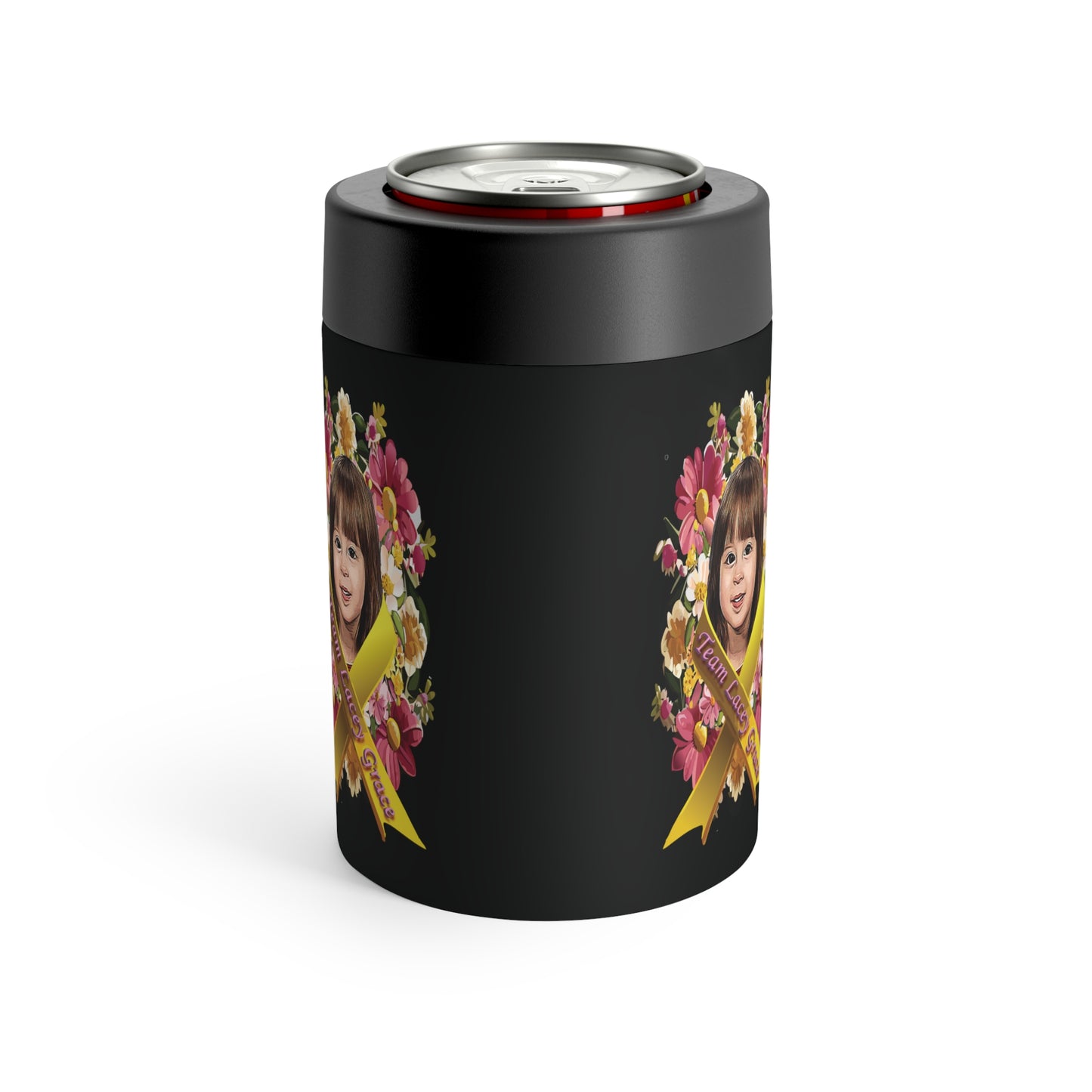 Can Holder - Lacey w/ Flowers (Black)