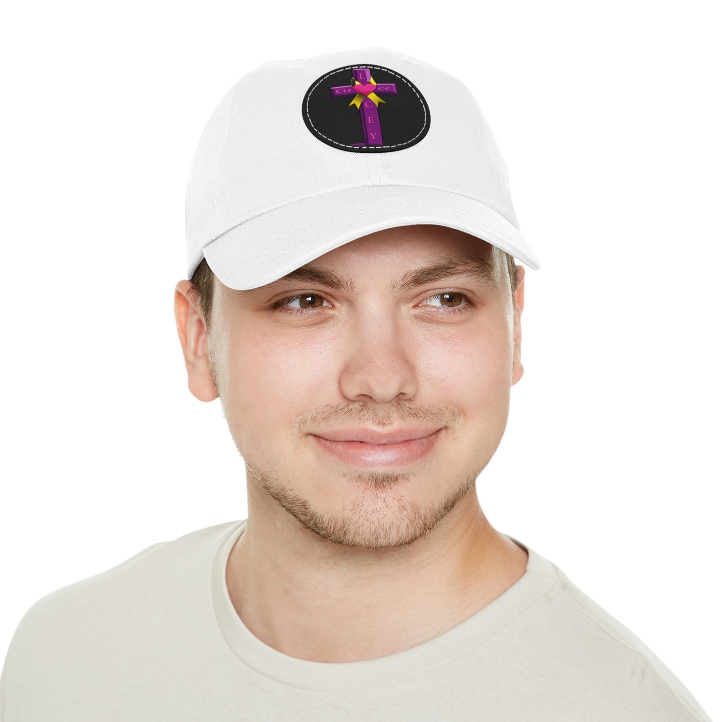 Adult Hat with Leather Patch - Cross