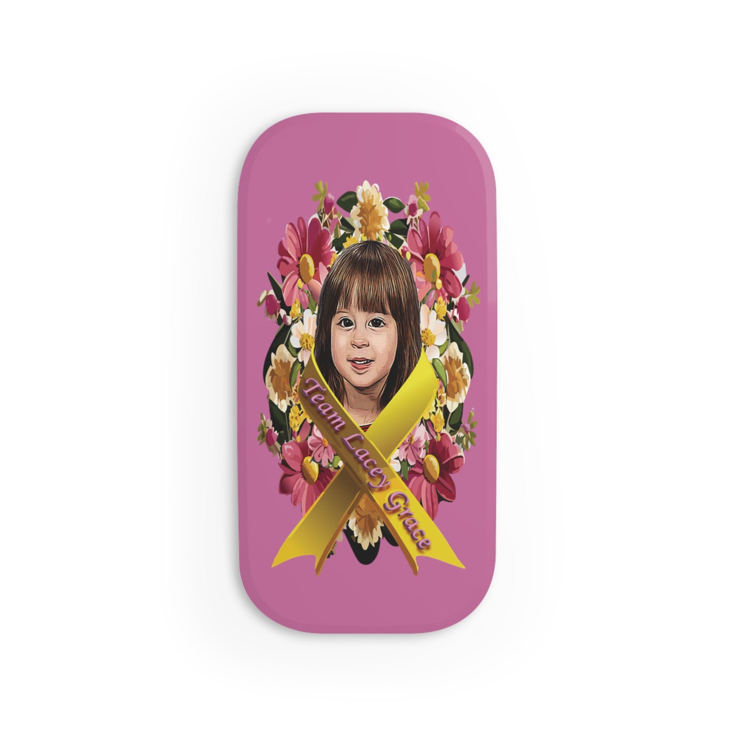 Phone Click-On Grip - Lacey w/ Flowers (Pink)