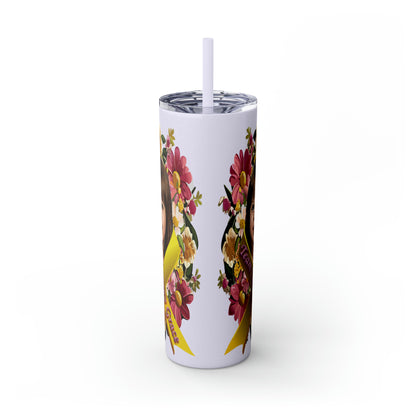 20oz Skinny Tumbler with Straw - Lacey w/ Flowers