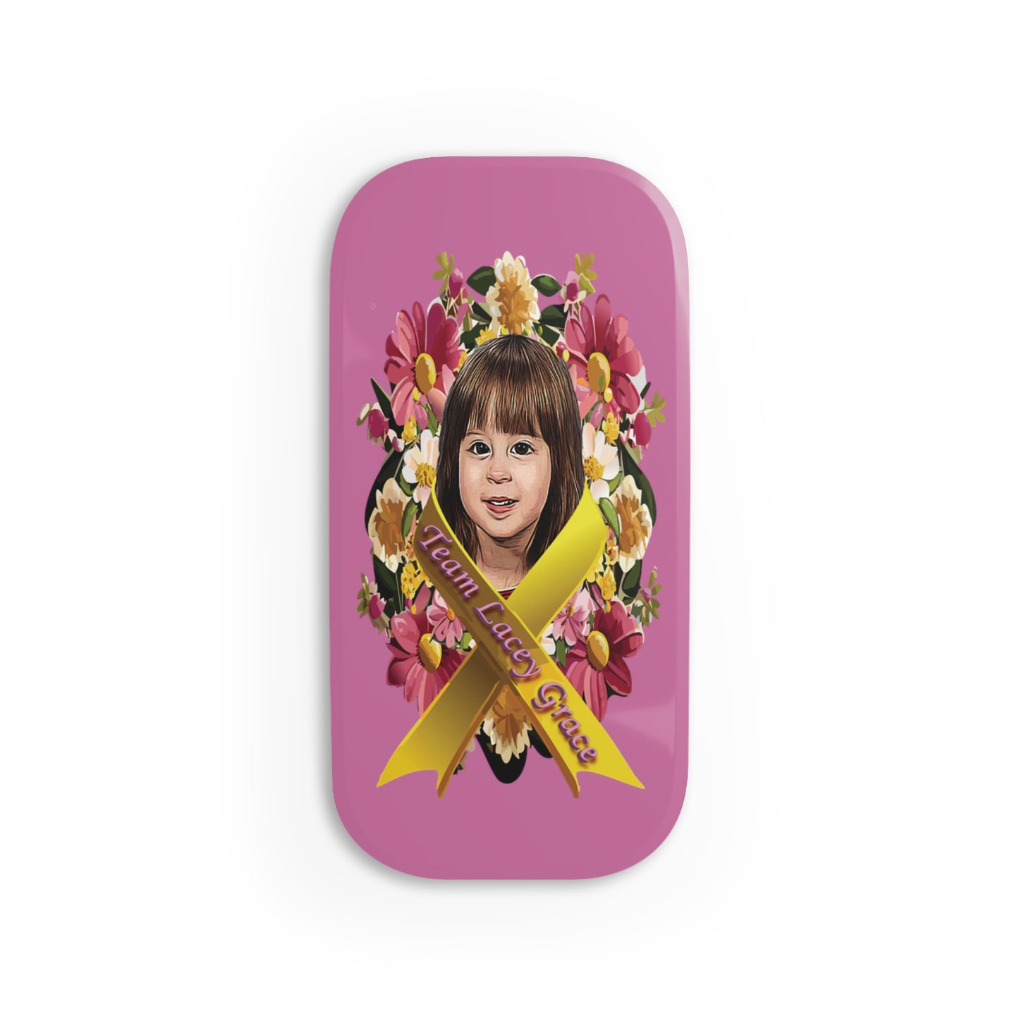 Phone Click-On Grip - Lacey w/ Flowers (Pink)