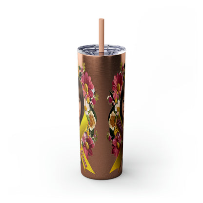 20oz Skinny Tumbler with Straw - Lacey w/ Flowers