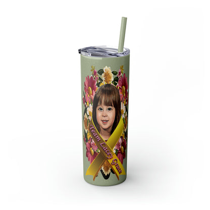 20oz Skinny Tumbler with Straw - Lacey w/ Flowers