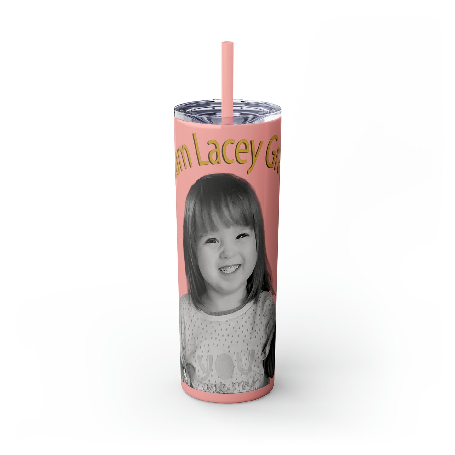 20oz Skinny Tumbler with Straw - B&W Lacey