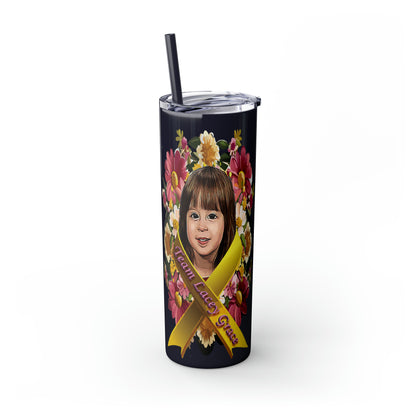 20oz Skinny Tumbler with Straw - Lacey w/ Flowers