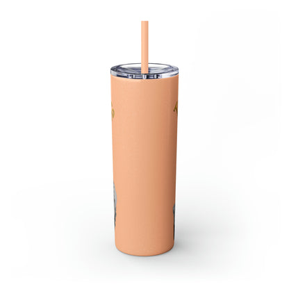 20oz Skinny Tumbler with Straw - B&W Lacey