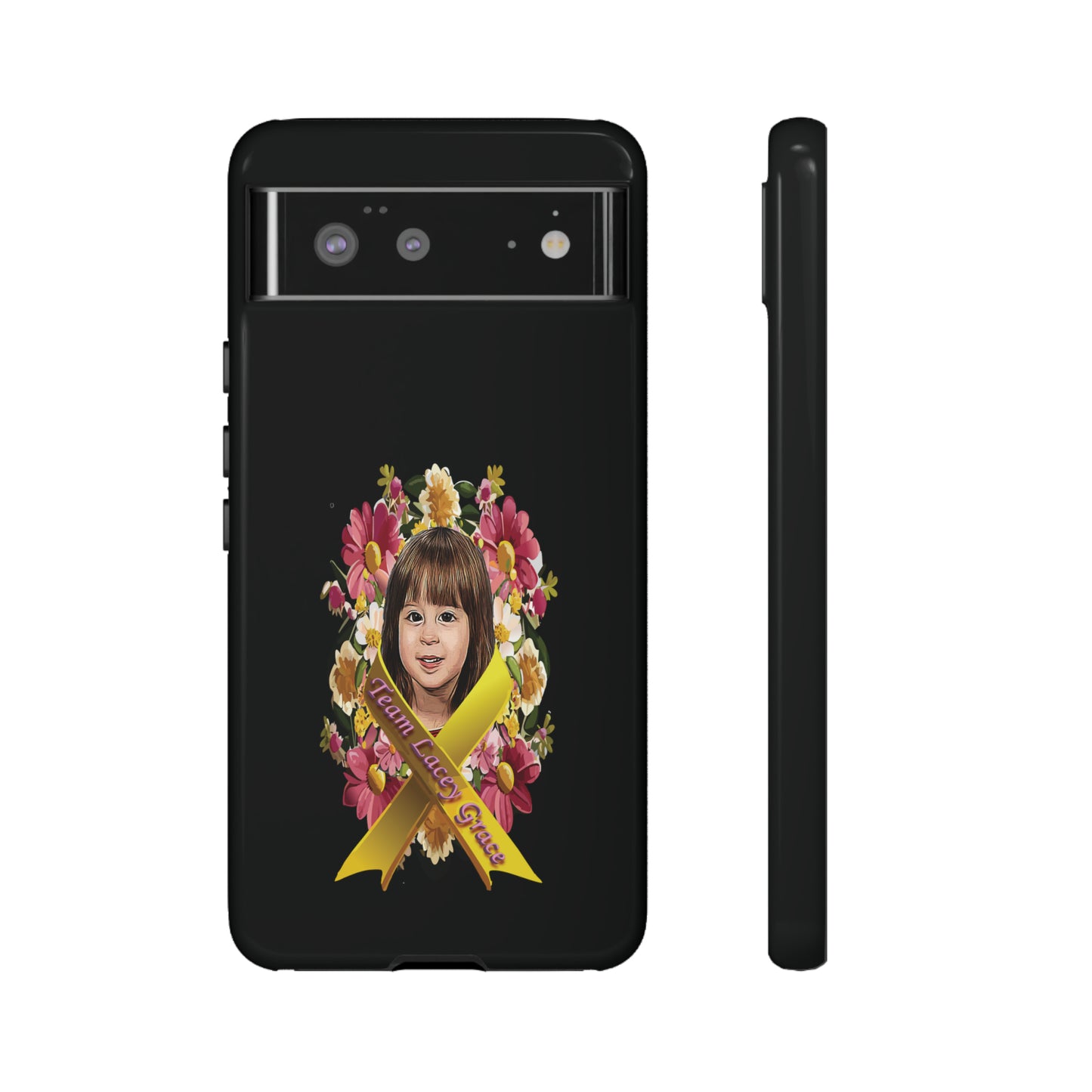 Tough Phone Cases - Lacey w/ Flowers (Black)