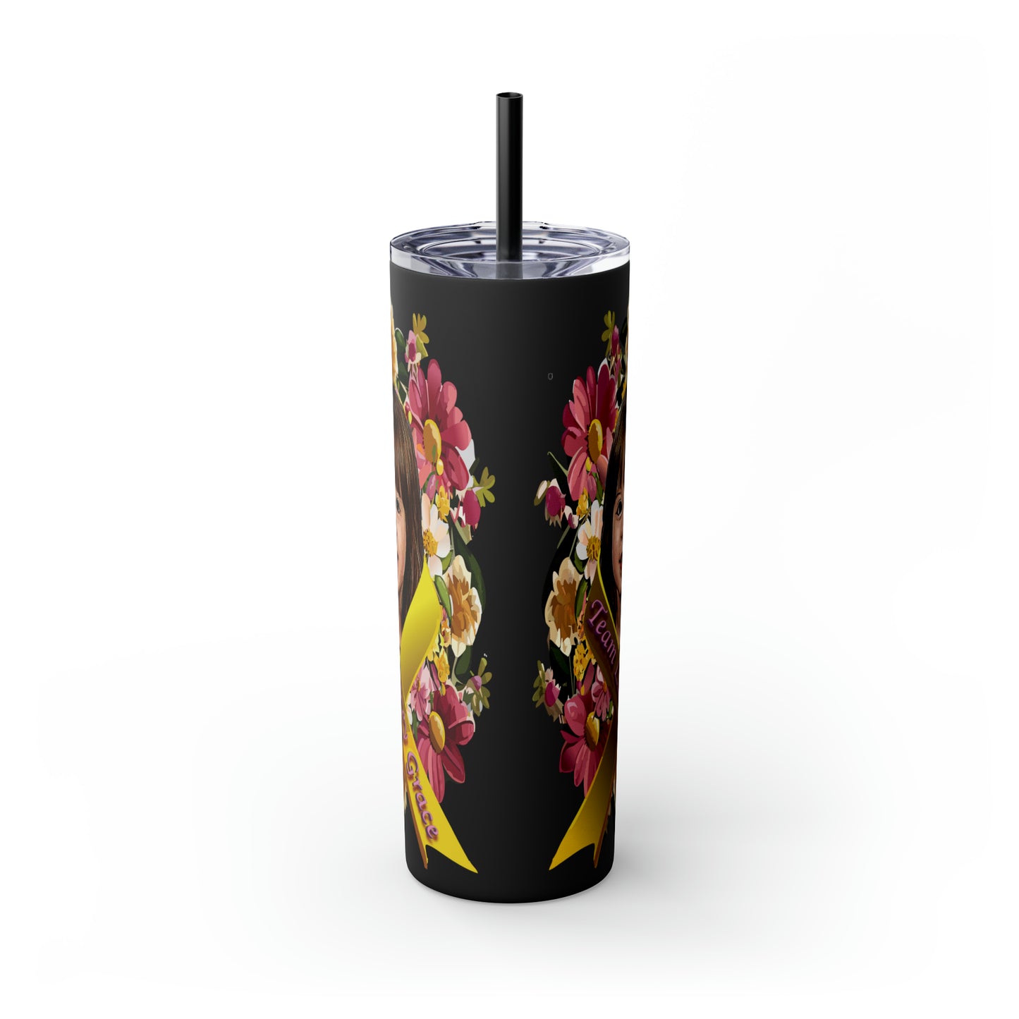 20oz Skinny Tumbler with Straw - Lacey w/ Flowers