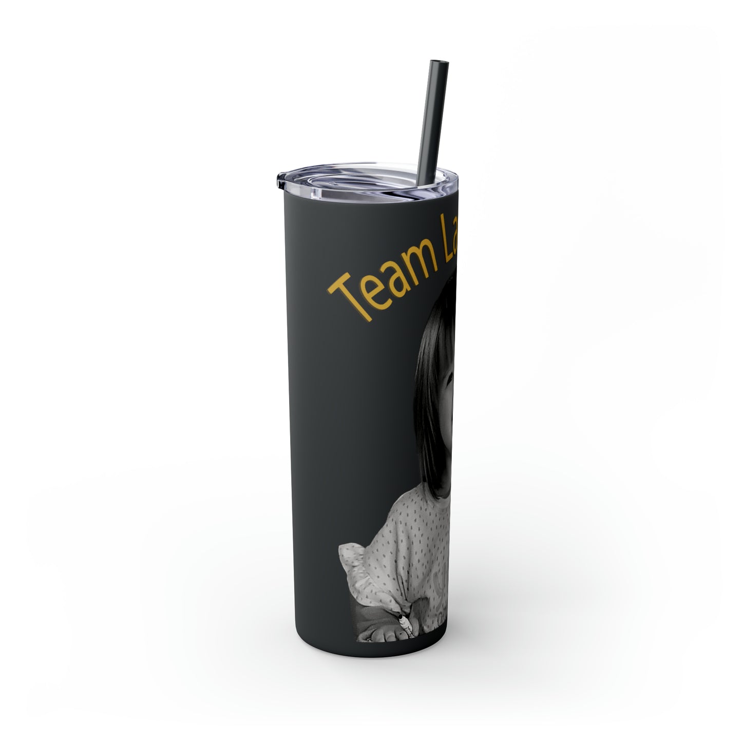 20oz Skinny Tumbler with Straw - B&W Lacey