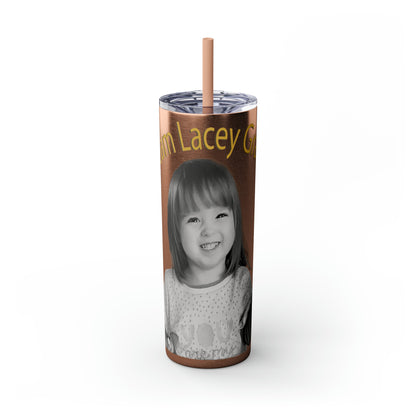 20oz Skinny Tumbler with Straw - B&W Lacey