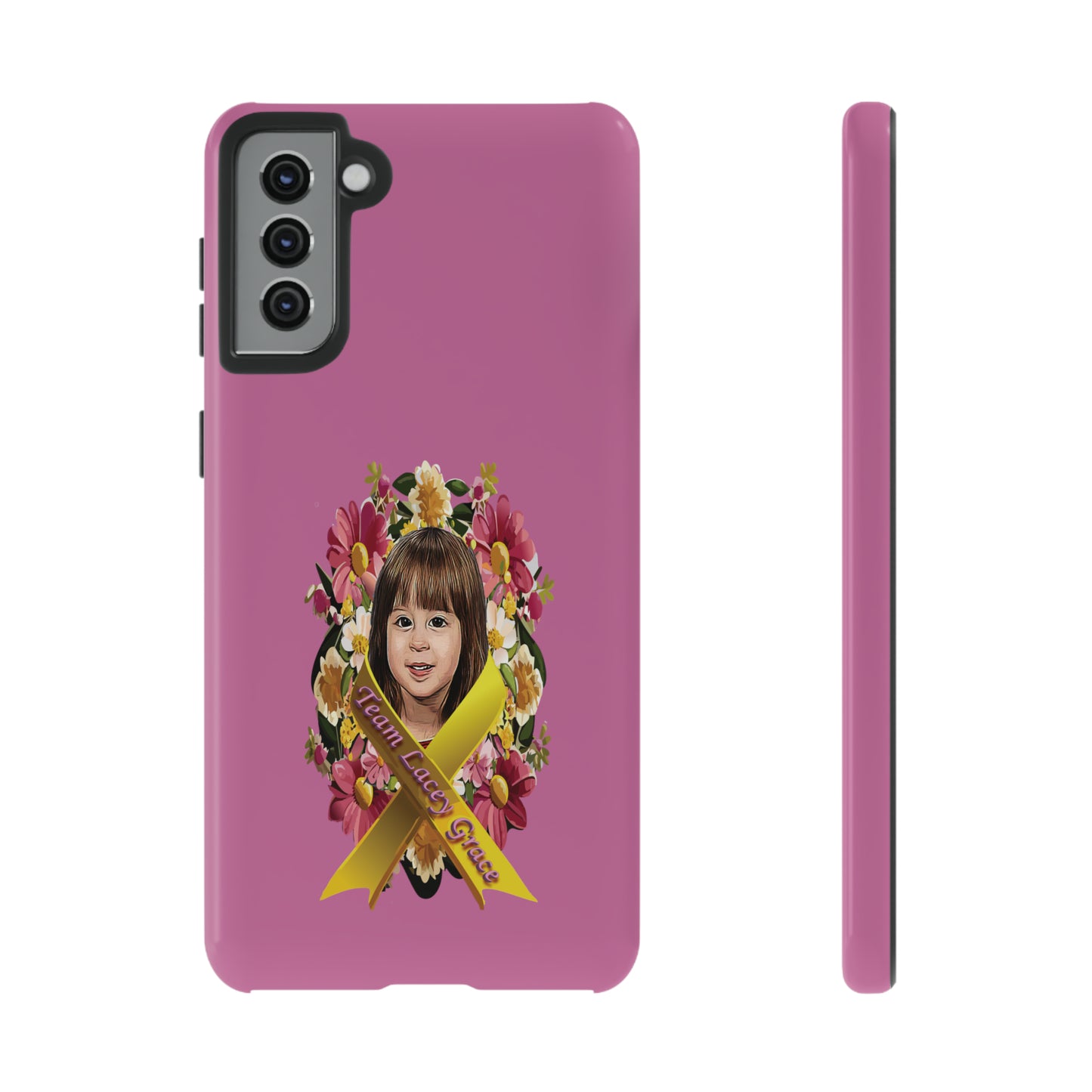 Tough Phone Cases - Lacey w/ Flowers (Pink)