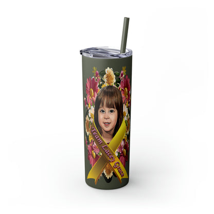 20oz Skinny Tumbler with Straw - Lacey w/ Flowers