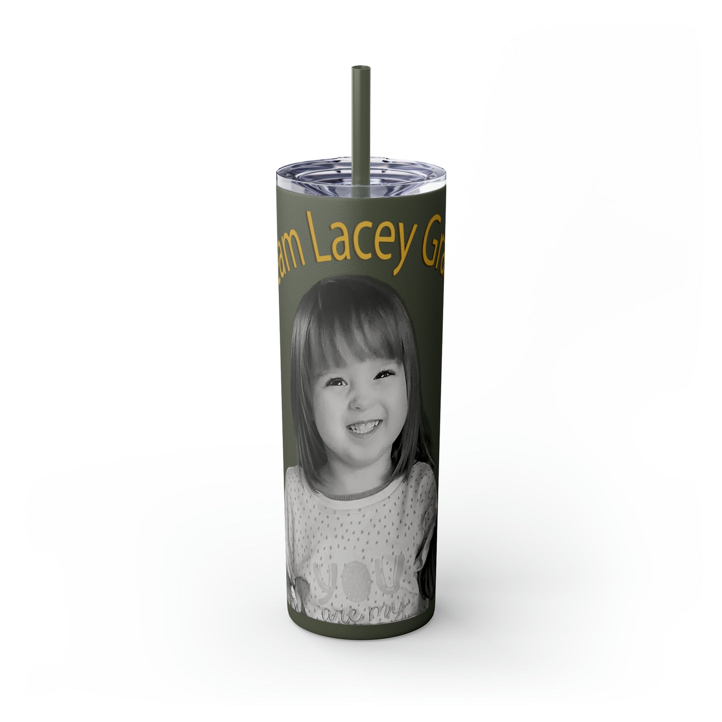 20oz Skinny Tumbler with Straw - B&W Lacey