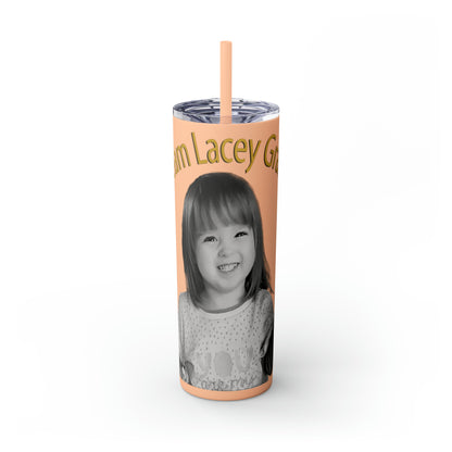 20oz Skinny Tumbler with Straw - B&W Lacey