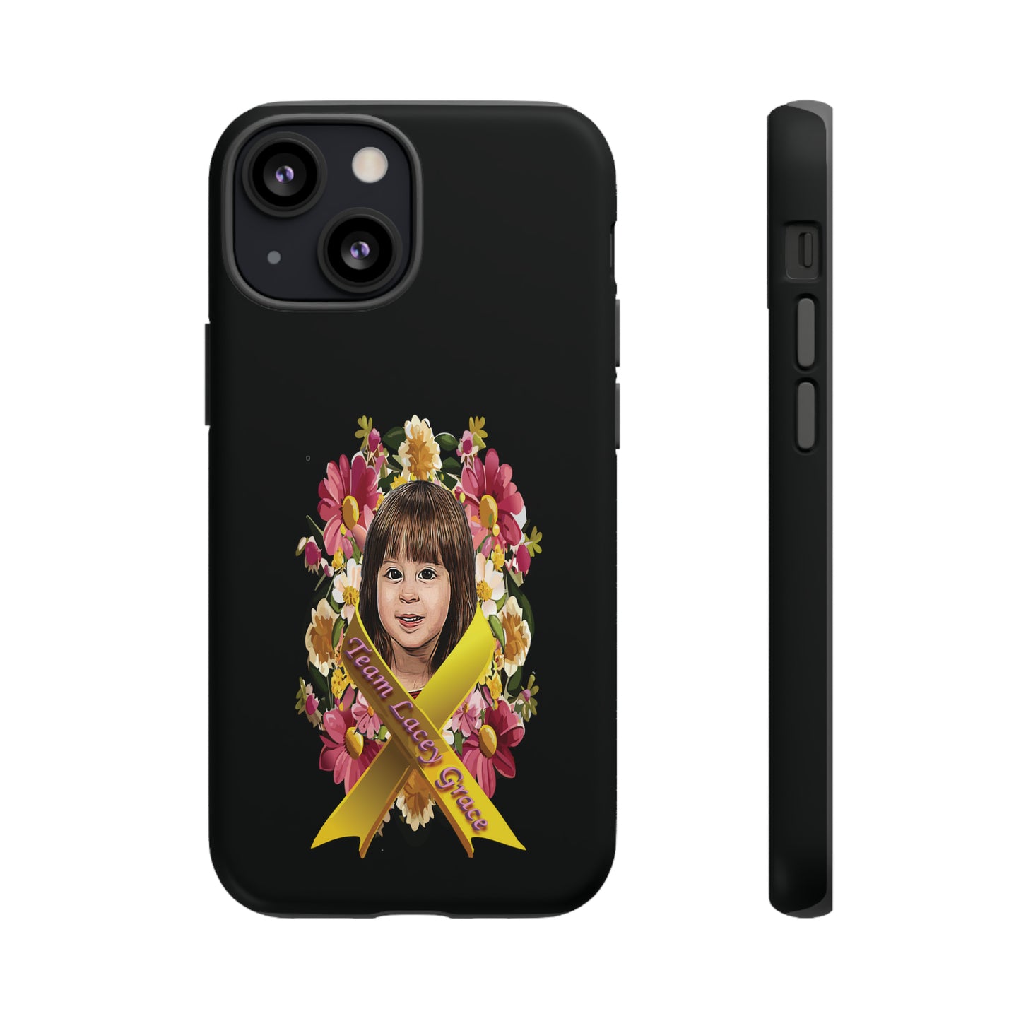 Tough Phone Cases - Lacey w/ Flowers (Black)