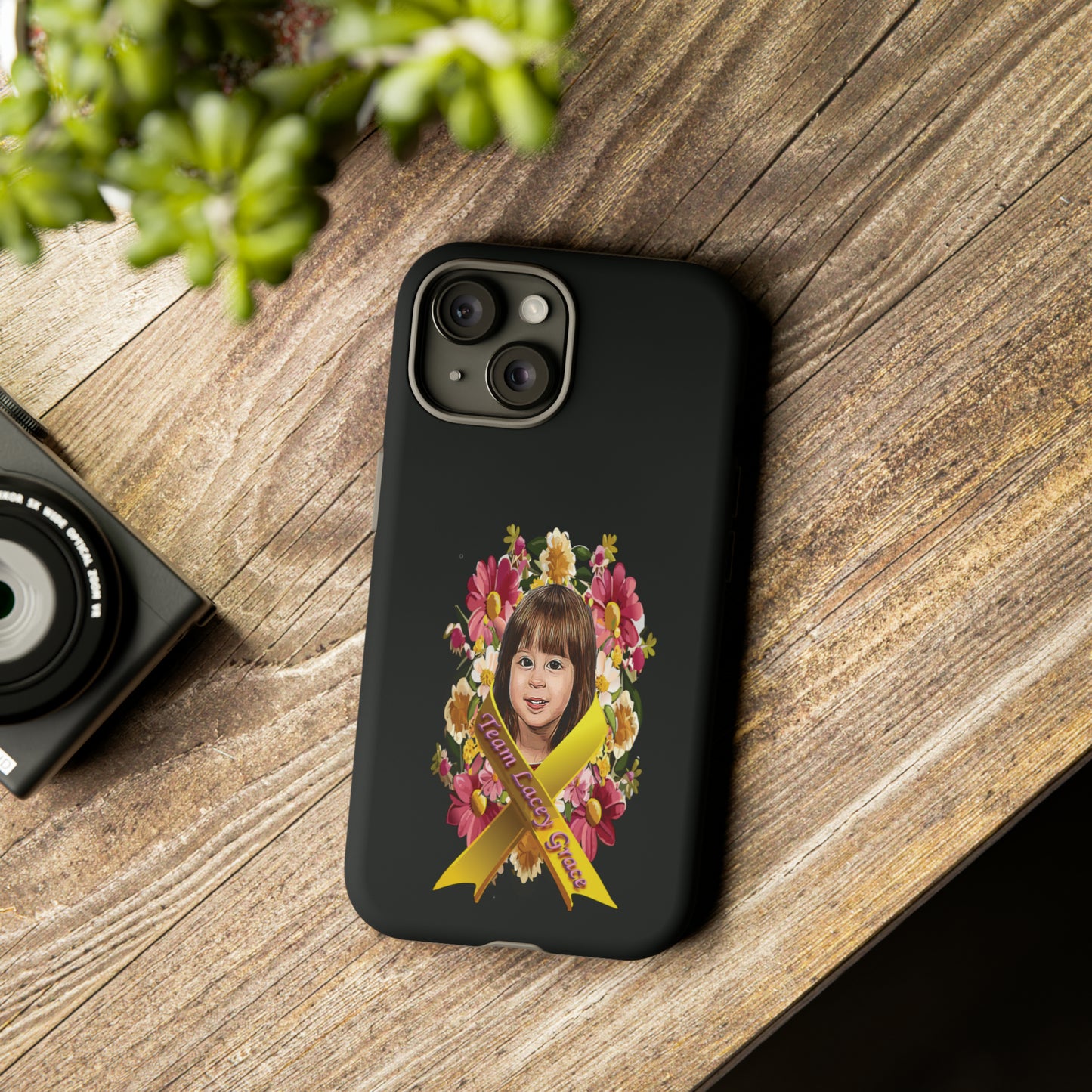 Tough Phone Cases - Lacey w/ Flowers (Black)