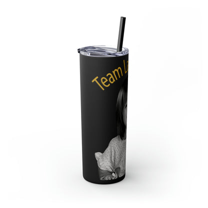 20oz Skinny Tumbler with Straw - B&W Lacey