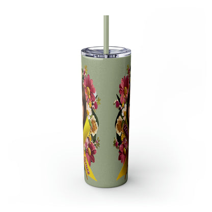 20oz Skinny Tumbler with Straw - Lacey w/ Flowers