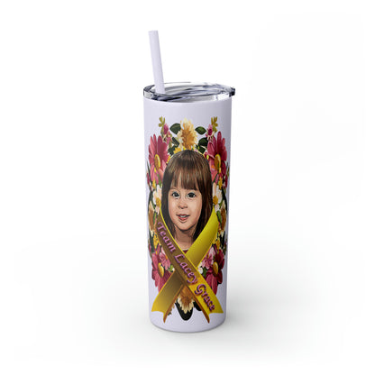 20oz Skinny Tumbler with Straw - Lacey w/ Flowers