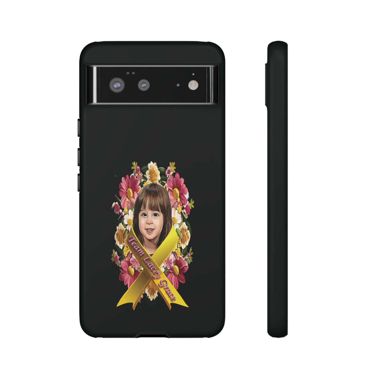 Tough Phone Cases - Lacey w/ Flowers (Black)