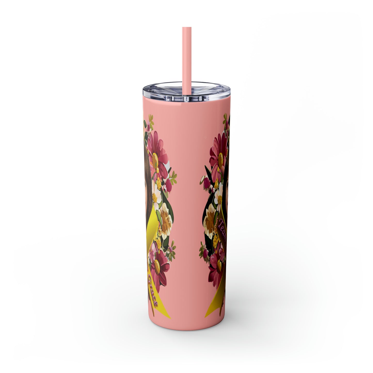 20oz Skinny Tumbler with Straw - Lacey w/ Flowers