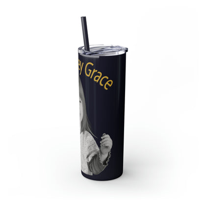 20oz Skinny Tumbler with Straw - B&W Lacey