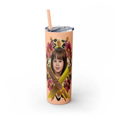 20oz Skinny Tumbler with Straw - Lacey w/ Flowers