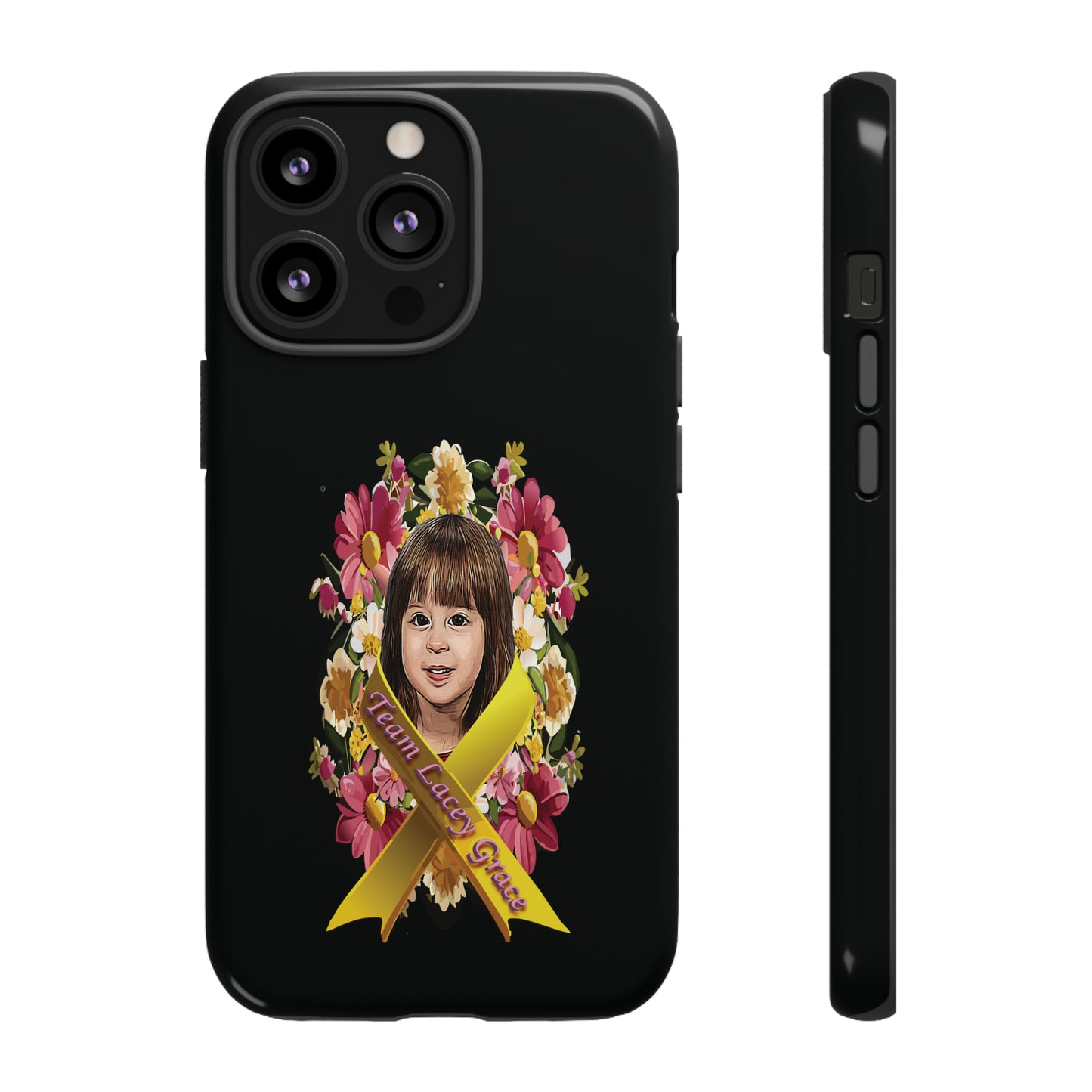 Tough Phone Cases - Lacey w/ Flowers (Black)