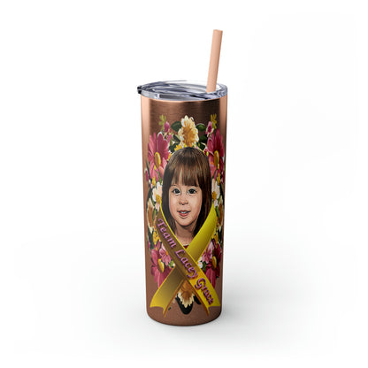 20oz Skinny Tumbler with Straw - Lacey w/ Flowers